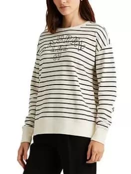 Image of Lauren by Ralph Lauren Kappy Long Sleeve Sweatshirt, Cream/Black Size XS Women