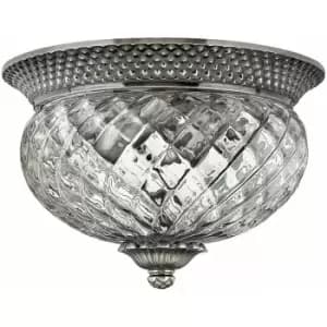 Image of Loops - 2 Bulb Flush Light Low Ceiling Polished Antique Nickel LED E27 60W Bulb
