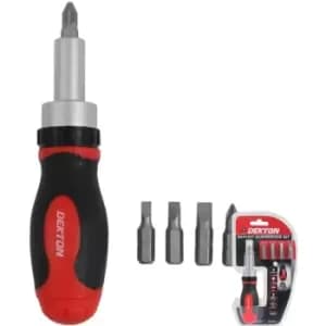 Image of 6pc Magnetic Ratchet Handle Screwdriver Anti Slip Handle Bit Set Pz Flat - Dekton