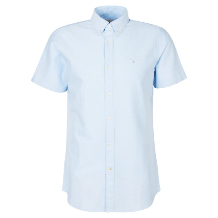 Image of Barbour Oxford Short Sleeve Tailored Shirt Sky BL32 male 3XL