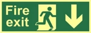 Image of Fire Exit ArrwDwn Sign Rigid S/A Lum.Brd