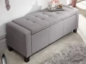 Image of GFW Verona Grey Upholstered Fabric Storage Bench Flat Packed