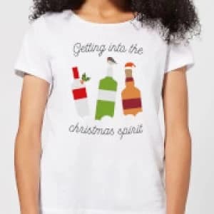 Image of Getting Into The Christmas Spirit Womens Christmas T-Shirt - White - 3XL