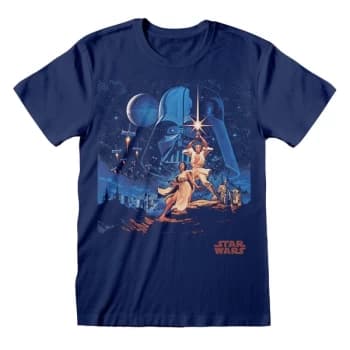 Image of Star Wars - New Hope Vintage Poster Unisex X-Large T-Shirt - Navy