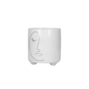 Image of Abstract Face Planter, Dolomite, White / Grey