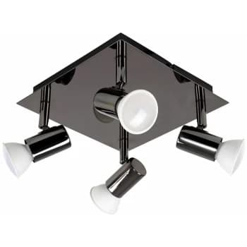 Image of Minisun - Square 4 Way GU10 Ceiling Spotlight - Black Chrome