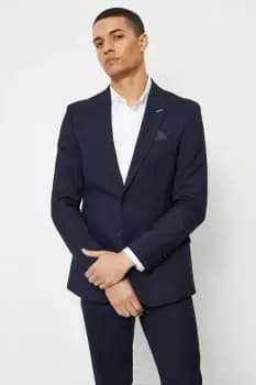 Image of Mens Slim Fit Navy Tonal Grindle Suit Jacket - 44R