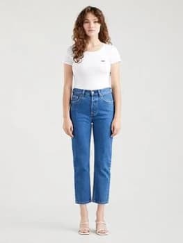 Image of Levis Levis 501 High Rise Straight Leg Crop Jean - Blue Size 26, Inside Leg 28, Women