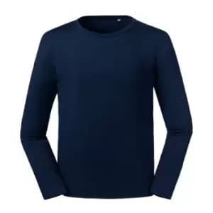 Image of Russell Mens Pure Organic Long Sleeve T-Shirt (S) (French Navy)