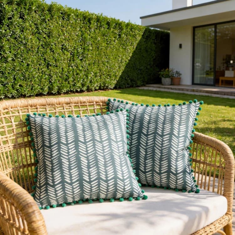 Image of STREETWIZE Streetwize Teal Fern Outdoor Cushions - Pack of 4