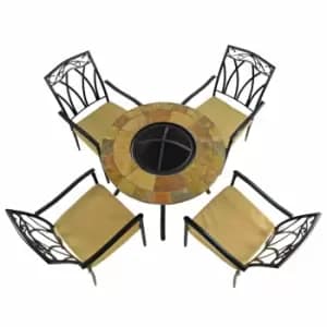 Image of Bayfield Firepit 89Cm Table With 4 Ascot Chairs Set