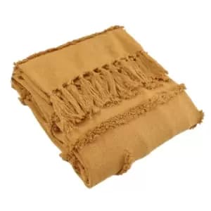Image of Furn. Jakarta Woven Cotton Tufted Throw Ochre