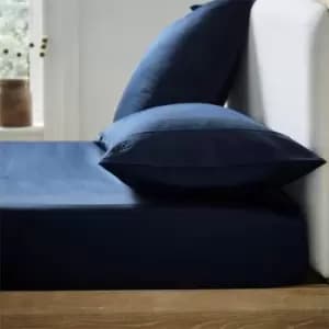Image of Ted Baker Plain Dye Cotton Fitted Sheet - Navy