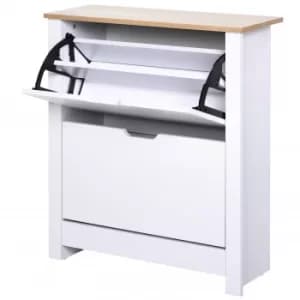 Image of HOMCOM 12-Shoe Storage Cabinet 4 Shelves 2 Drawers Tabletop 4 Legs Protective Feet Modern Stylish Unit Hallway Bedroom Home Furniture White