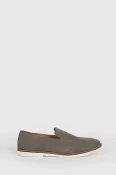Image of Grey Suede Slip On Loafers