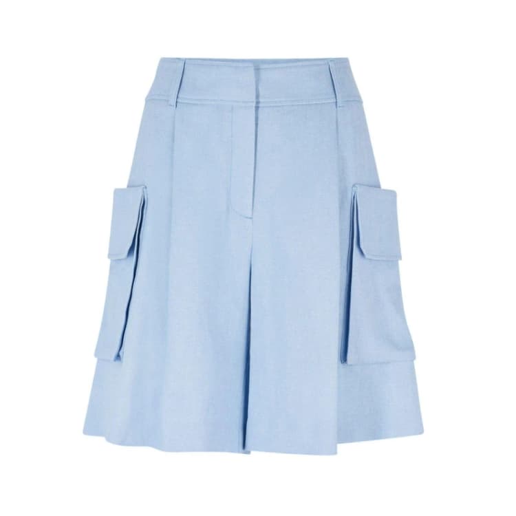 Image of Boss Taeva Linen Blend Cargo Shorts Blue female 8