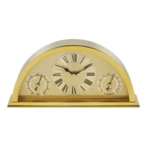 Image of WILLIAM WIDDOP Gold Aluminium Crescent Mantel Clock