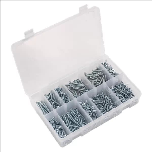 Image of Sealey AB065STCP Self Tapping Screw 600pc Countersunk Pozi Zinc DIN 7982