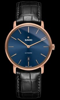 Image of Rado DiaMaster Thinline Automatic Mens watch - Water-resistant 5 bar (50 m), Ceramos, blue