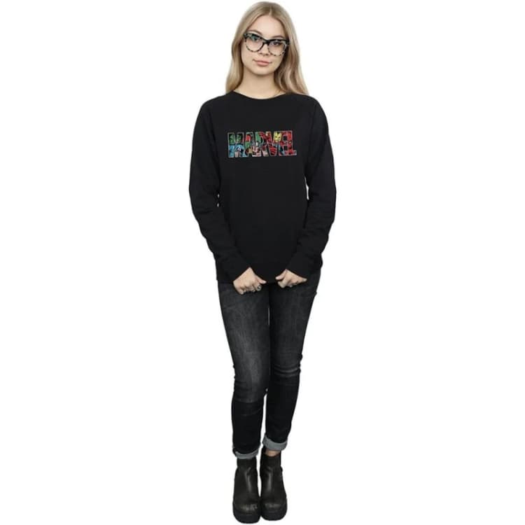 Image of Marvel Comics Infill Logo Sweatshirt Black female