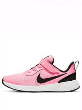 Image of Nike Childrens Revolution 5 Trainer - Pink/White, Black/White, Size 1
