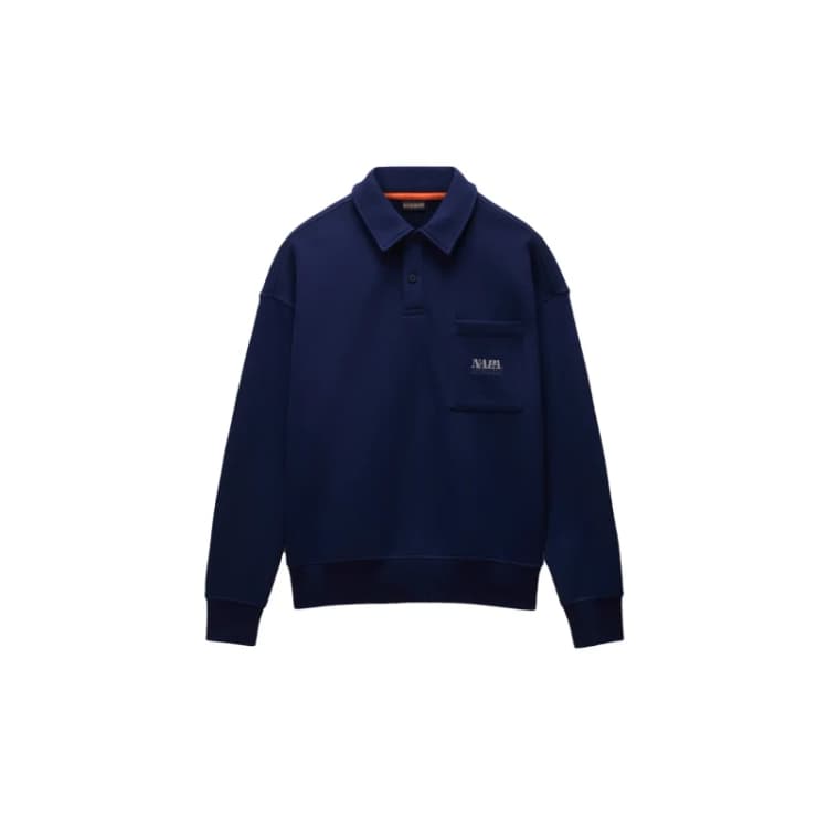 Image of Polo collar sweatshirt in French Terry Napapijri Miraat Bleu Male XS