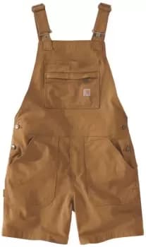 Image of Carhartt Rugged Flex Canvas Ladies Bib Shorts, brown, Size L for Women, brown, Size L for Women