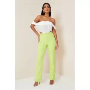 Image of I Saw It First Lime Green Premium Woven Utility Cargo Trouser Co-Ord - Green