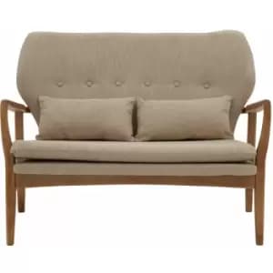 Image of Premier Housewares - 2 Seat Sofa Contemporary Corner Sofas For Living Room / Beige Sofa Double / Wooden Frame Sofa 2 Seater With Button Detail 116 x