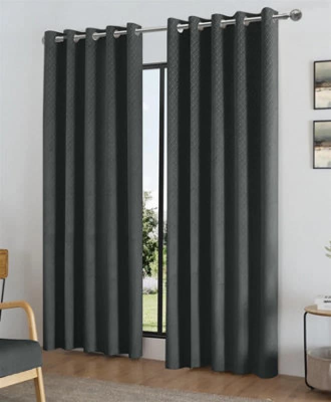 Image of Luxury Living Temple Velvet Ring Top Blackout Curtains 168X229cm Charcoal, Grey TEMCHA6390