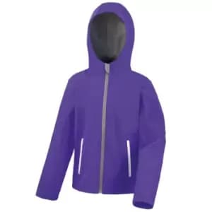 Image of Result Core Kids Unisex Junior Hooded Softshell Jacket (5/6) (Purple/Grey)