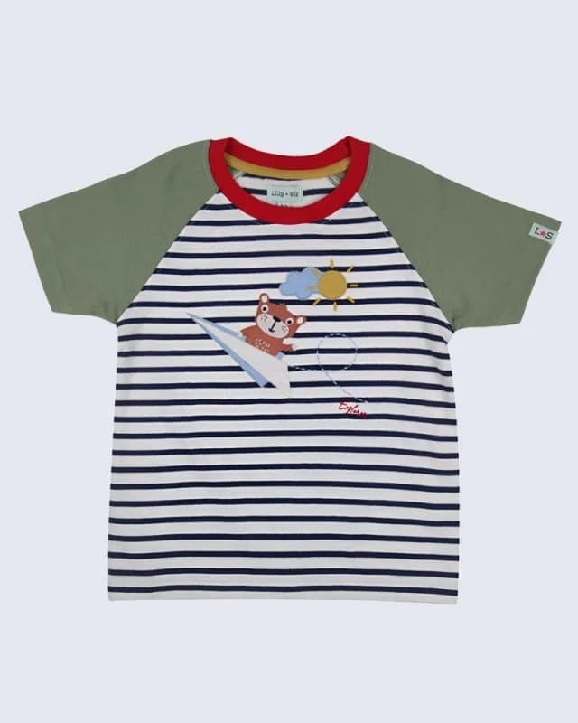 Image of Lilly + Sid Plane Sid Applique T-Shirt Multi male