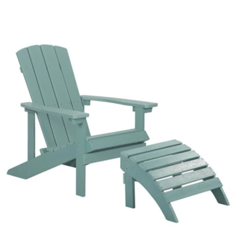 Image of Beliani Garden Chair Adirondack With Footstool Turquoise