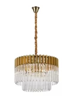 Image of Ceiling Pendant Round 8 Light E14, Brass, Glass