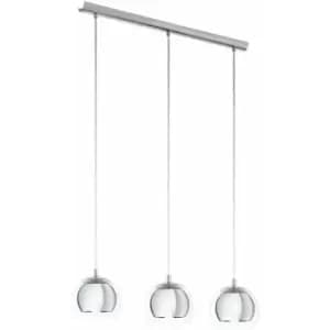 Image of Pendant Ceiling Light Colour Chrome Plated Shade Clear Glass Bulb E27 3x40W