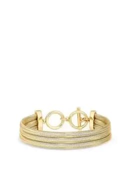 Image of Mood Gold Slinky Flat Snake Chain Multirow Bracelet, Silver, Women