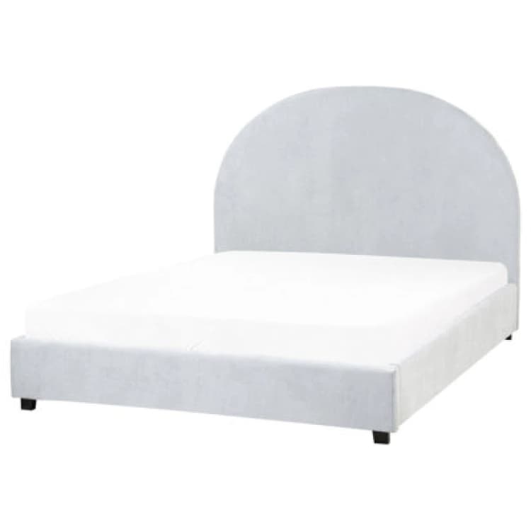 Image of Beliani Bed Chenille Vaucluse 140 X 200 Cm (Eu Double) Light Blue