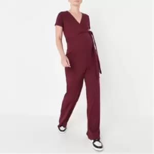 Image of Missguided Maternity Ribbed Jumpsuit - Red