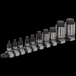 Image of Sealey Premier 10 Piece Combination Drive Hex Socket Bit Set Metric Combination