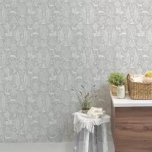 Image of Woodland Grey Wallpaper Grey