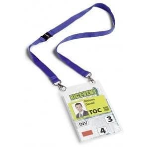 Image of Original Durable A6 Name Badge with Textile Necklace Duo Blue Pack of 10 Badges