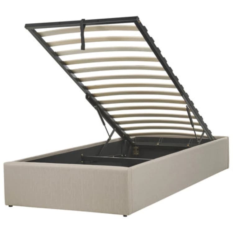 Image of Beliani Ottoman Bed Without Headboard Fabric Dinan 90 X 200 Cm (Eu Single) Taupe