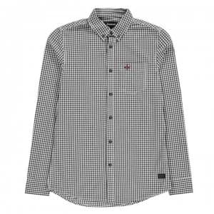 Image of Firetrap Long Sleeve Gingham Shirt Mens - Navy/White