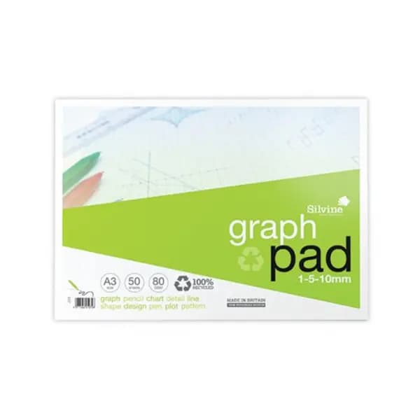 Image of Silvine Silvine Recycled Graph Pad 1/5/10mm A3 50 Pages A3GPRE A3GPRE