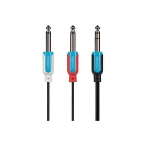 Image of ProSound Twin 0.25" Mono Jack to Single 0.25" 3 Pole Jack Plug Cable 3m