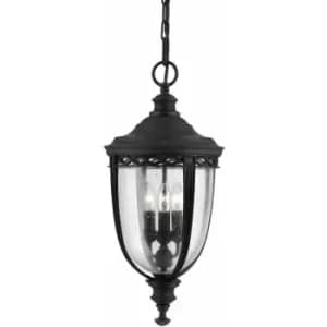 Image of IP23 3 Bulb Chain Lantern Light Black LED E14 60W Bulb Outside External d00724