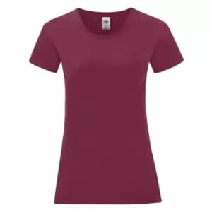 Image of Fruit of the Loom Womens/Ladies Iconic T-Shirt (XL) (Burgundy)