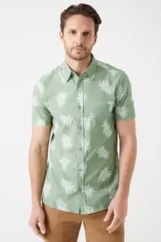 Image of Green Leaf Cotton Slub Print Shirt