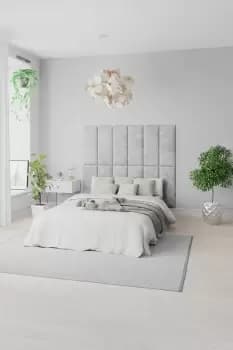 Image of EasyMount Wall Mounted Upholstered Panels, Modular DIY Headboard in Malham Weave Fabric (Pack of 8)
