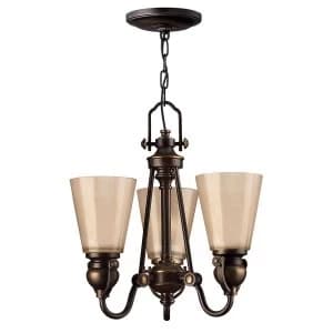 Image of Multi Arm Chandelier 3 Light Olde Bronze Finish, E27